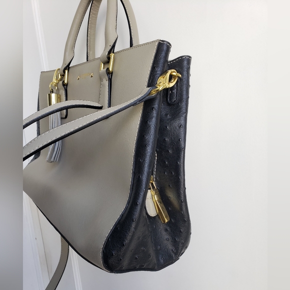 Jack French Leather Bag, Gray & Purple Handbag with Removable Strap - Picture 6 of 13